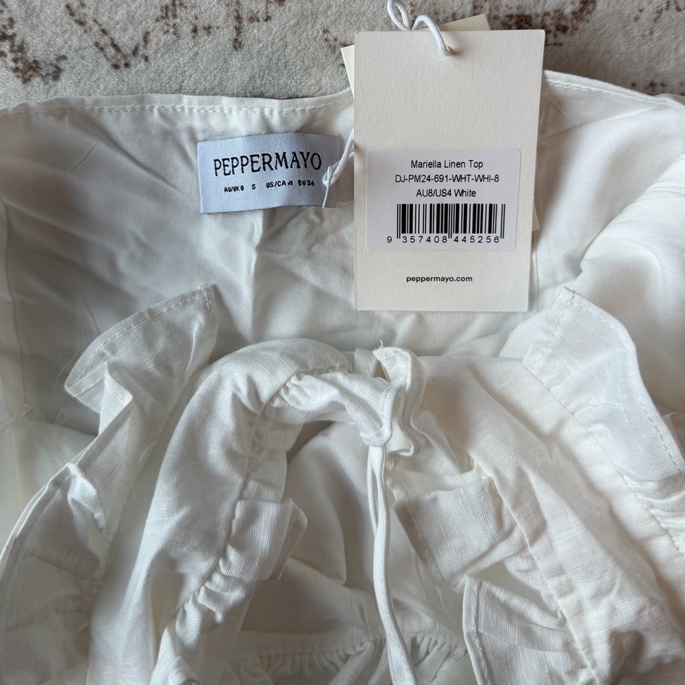 NWT Peppermayo Mariella Linen Top – White - Picture 5 of 5